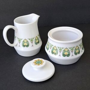 Noritake Progression China Palos Verde Pattern 9020 Creamer Sugar Bowl Set MCM